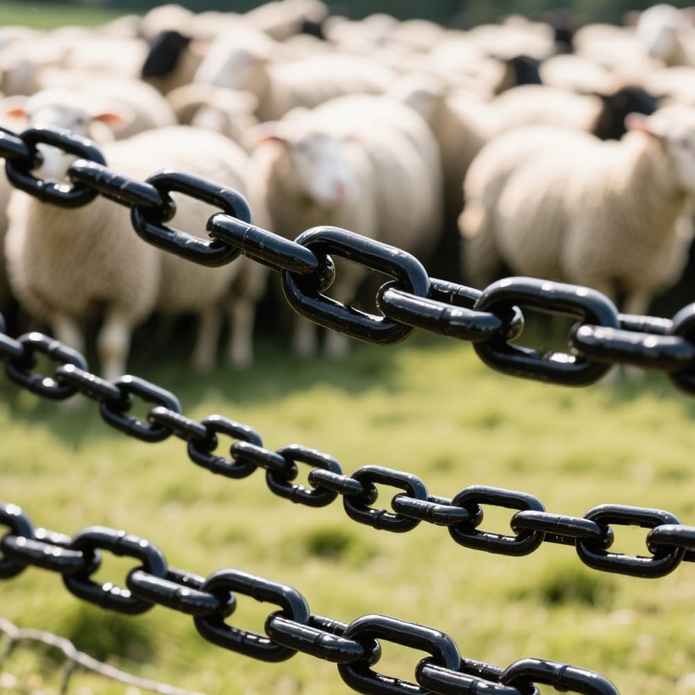 Chaîne en acier au carbone de 10 m de long, chaîne en acier de 3 mm d'épaisseur, chaîne noire, chaîne en acier galvanisé, chaîne à maillons en métal pour chaîne de chien, chaîne de lampe, chaîne à