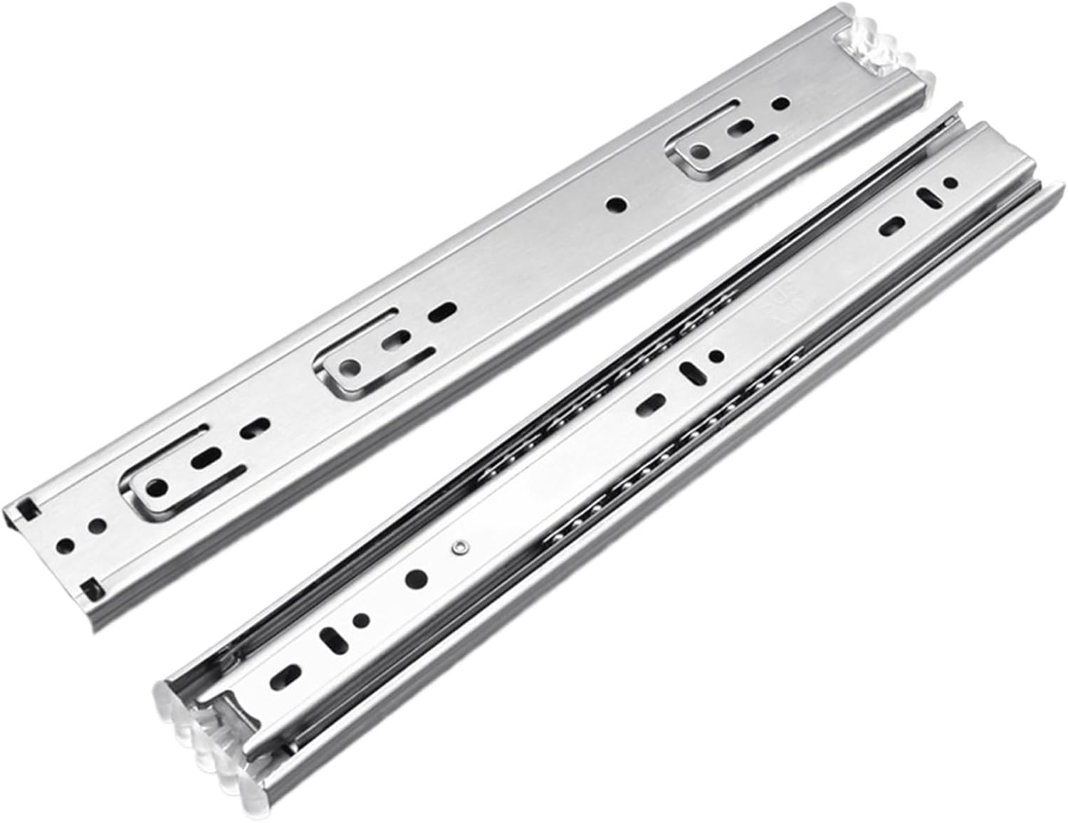 Hardware Full Extension Side Mount Drawer Slides 10-22" Stainless Steel Drawer Slides Soft Close Three-Section Cabinet Furniture Hardware(Normal 14inch 35cm)