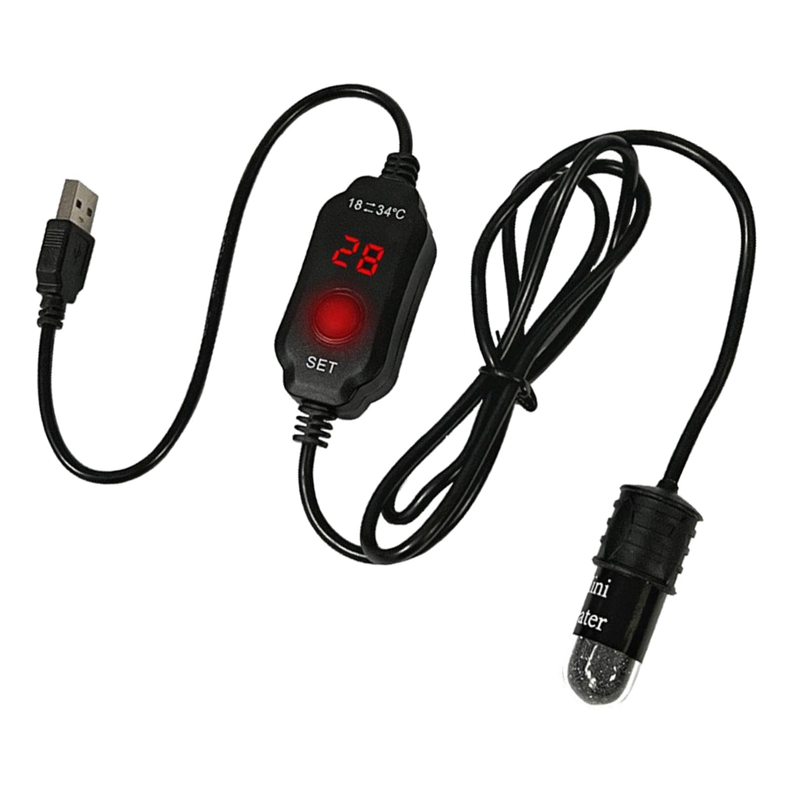Juego de 5 calentadores de acuario pequeños de 10 W, termostato inteligente con pantalla digital ajustable, USB MINI 10 W