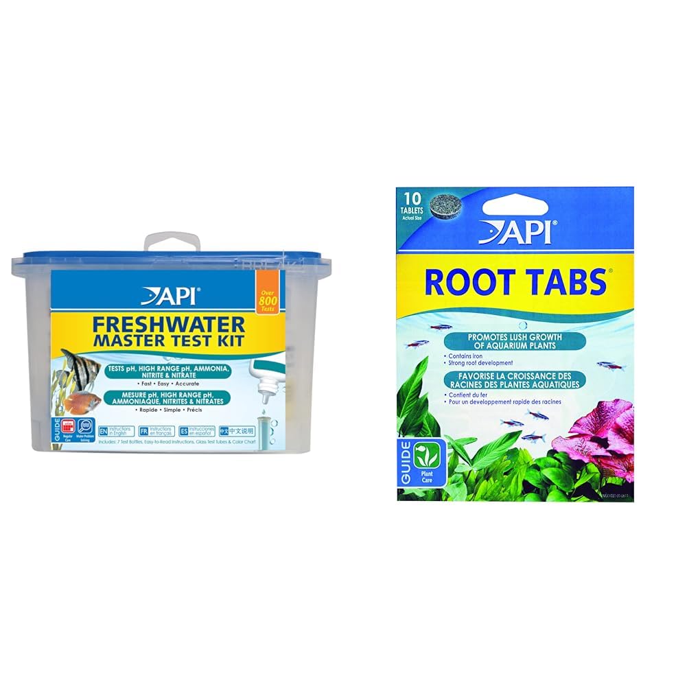 APIFreshwater Master Test Kit 800-Test Aquarium Water Kit & Root Tabs Plant Fertilizer 0.4-Ounce 10-Count Box, White, Multi-Colored