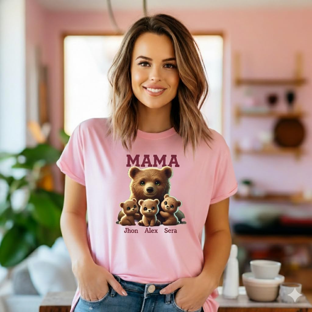 Personalized Mama T-Shirt – Custom Name Bear Shirt, Mother’s Day Gift for Grandma Mama Dady - Image 4