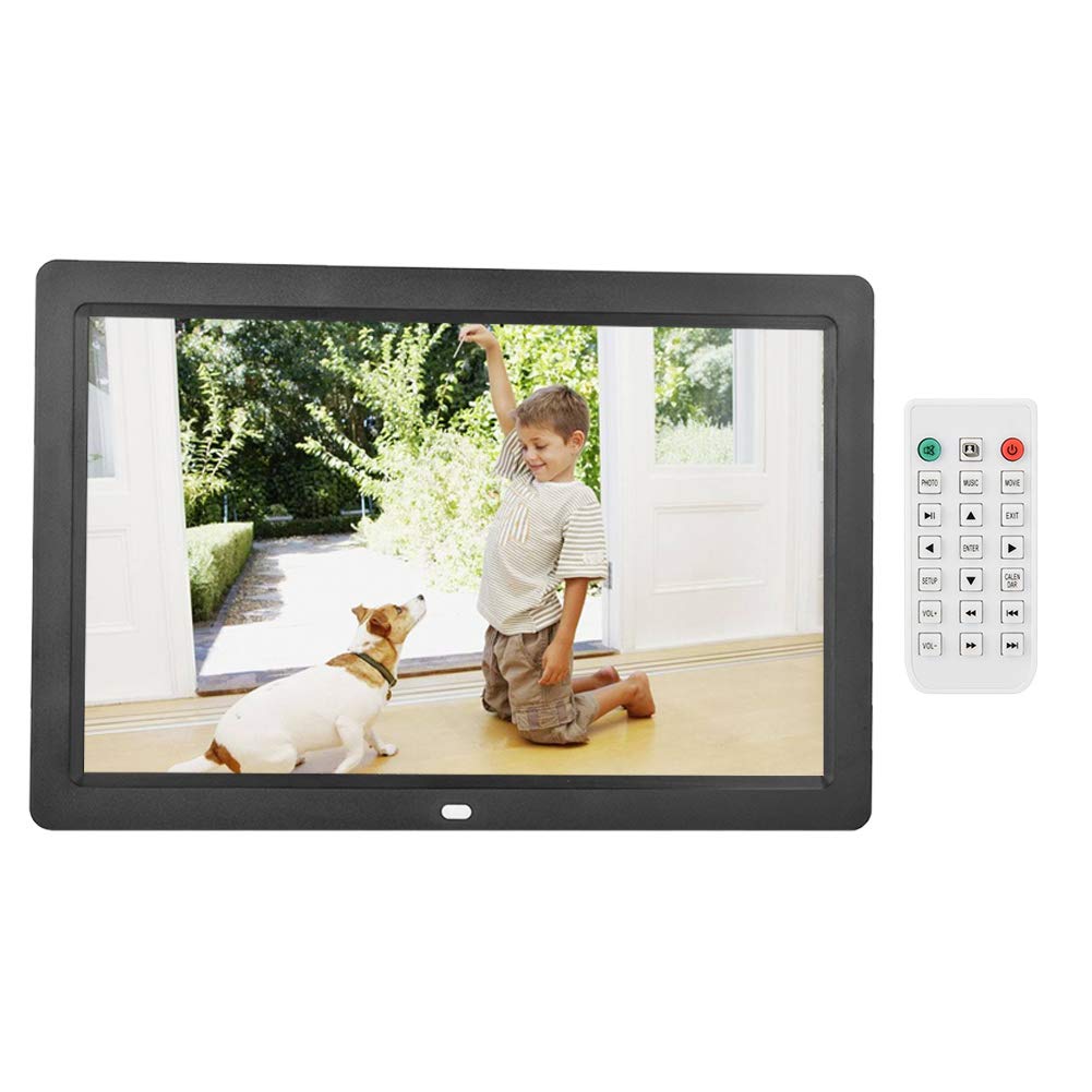 Cornice digitale da 12 pollici, cornice elettronica con telecomando, 1280 x 800 HD, intelligente digitale, montaggio a parete, funzione orologio/calendario, telecomando (nero)