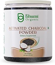 Bhumi Organic Activated Charcoal Powder (400g) | Coconut Shell-Based | Teeth Whitening, Detox & Skin Care | Food-Grade, Vegan & Chemical-Free