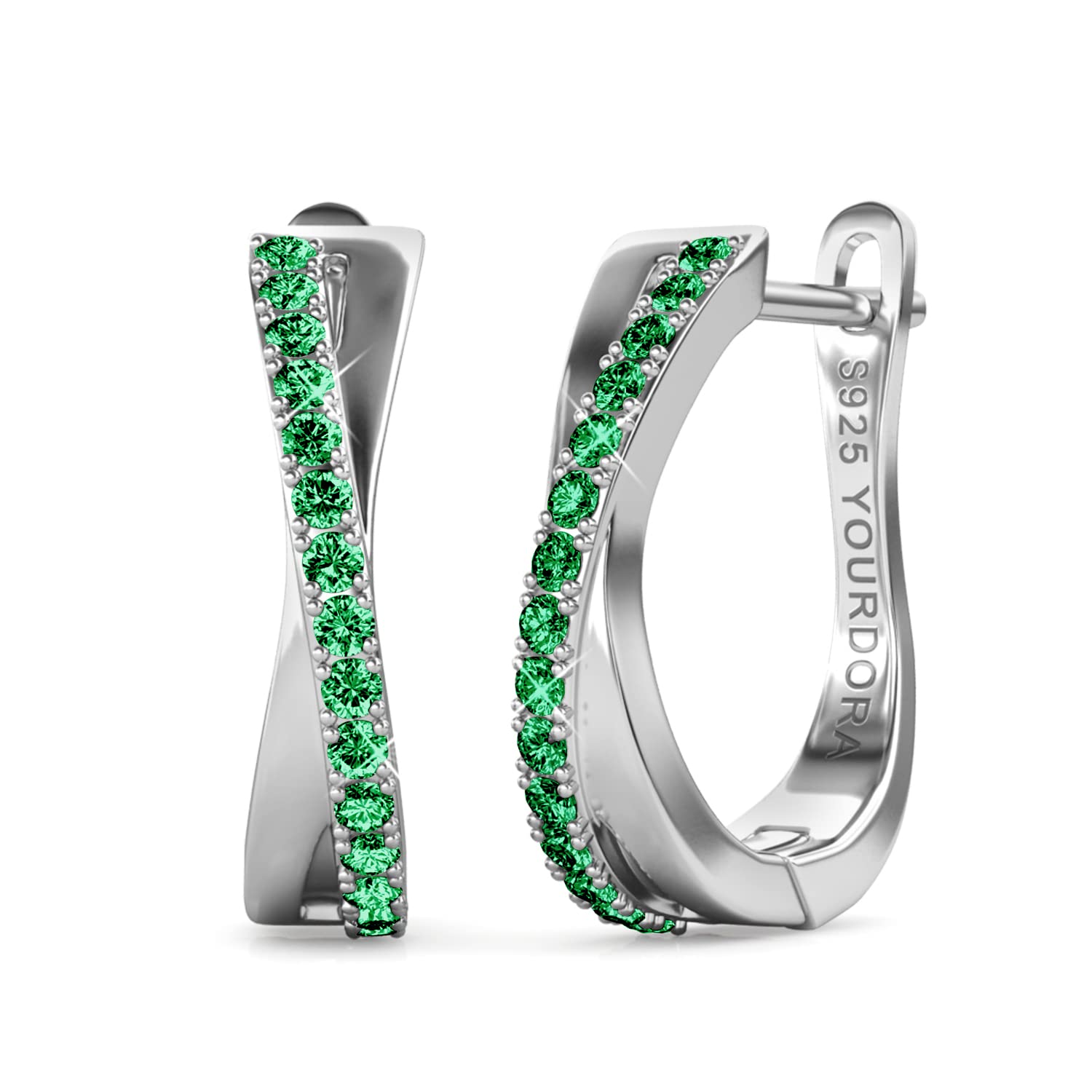 YOURDORA Donna Orecchini a Cerchio Originali in Argento 925 Zirconi Anello Contorto Idea Regalo Gioielli