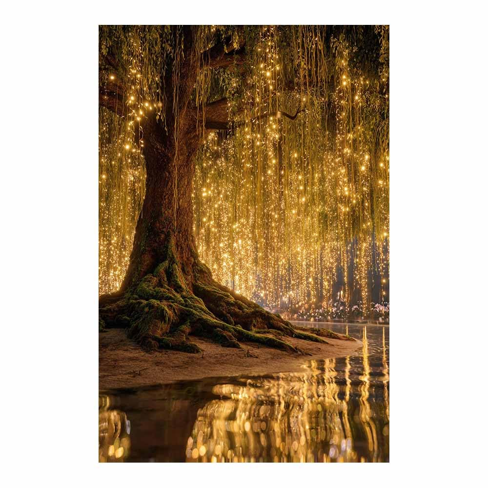 HOQIU Tree Wall Art Purple Moon Island Tree artwork, home canvas prints, for Bathroom Living Room Bedroom(Multicolor)-60x80cm Unframed