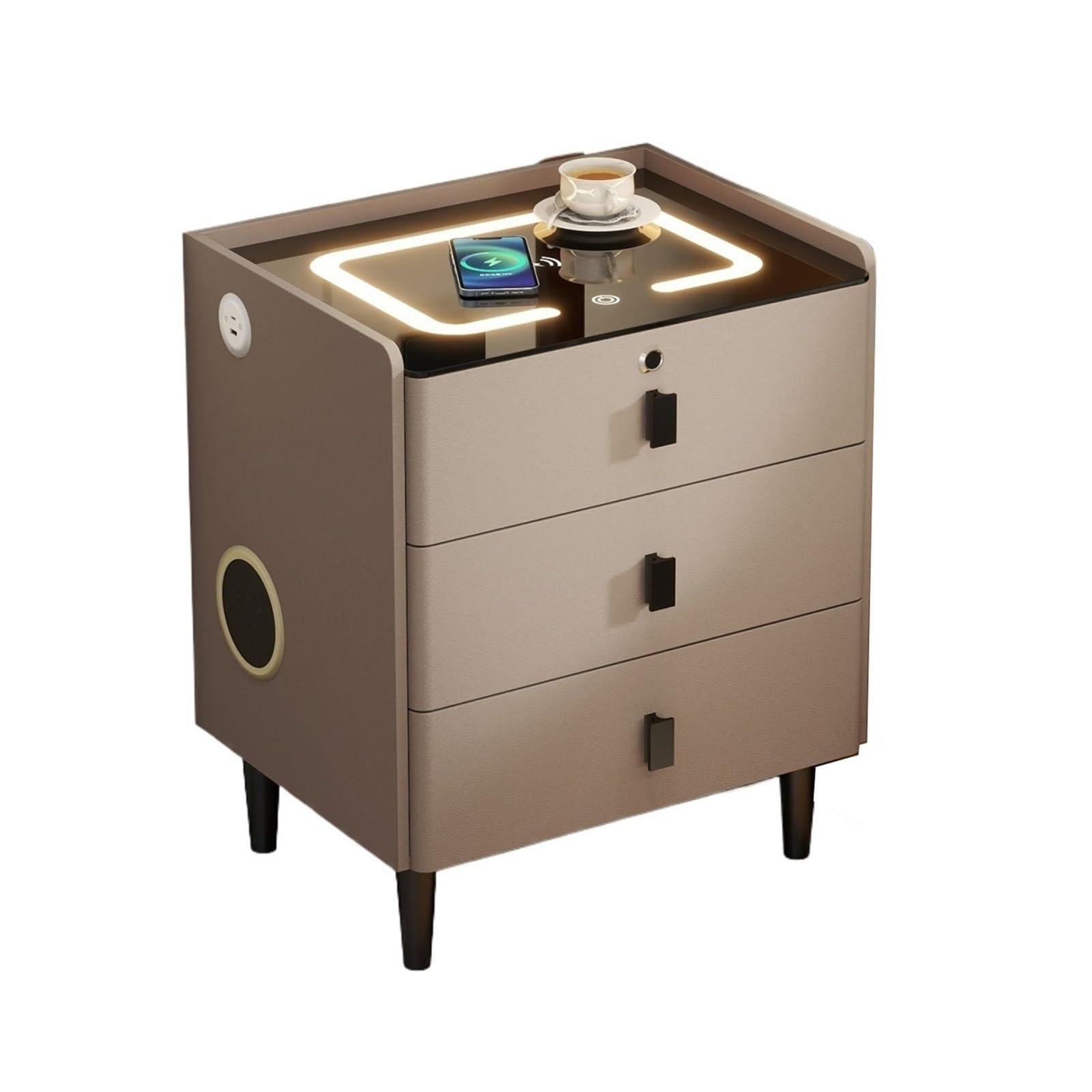 Table de chevet luxe avec rangement haut de gamme trois tiroirs salon