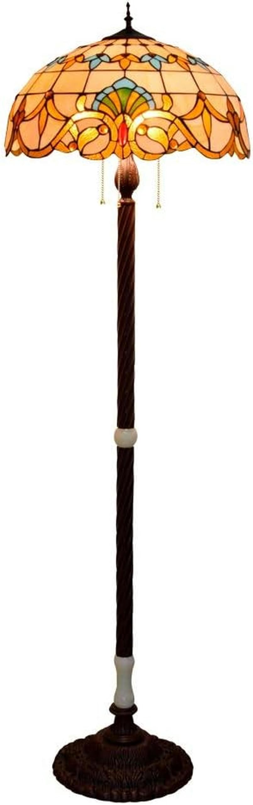 IUokLU Tiffany Floor Lamp 50cm Large Living Room Dining Room Floor Lamp Bar Baroque Style American Stained Glass Jade Glass Standing Lamp Villa Lobby Hotel Classic Antique Jade Standing Lamp