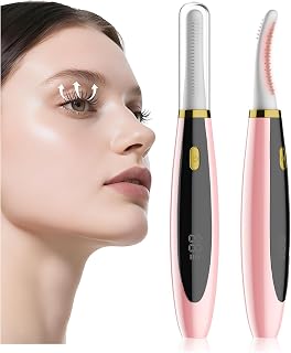 Quick Heated Eyelash Curler, Electric Eyelash Brush with 3 Levels | Washable silicone tip, 24-hour hold, USB charging, auto shut off 10 min