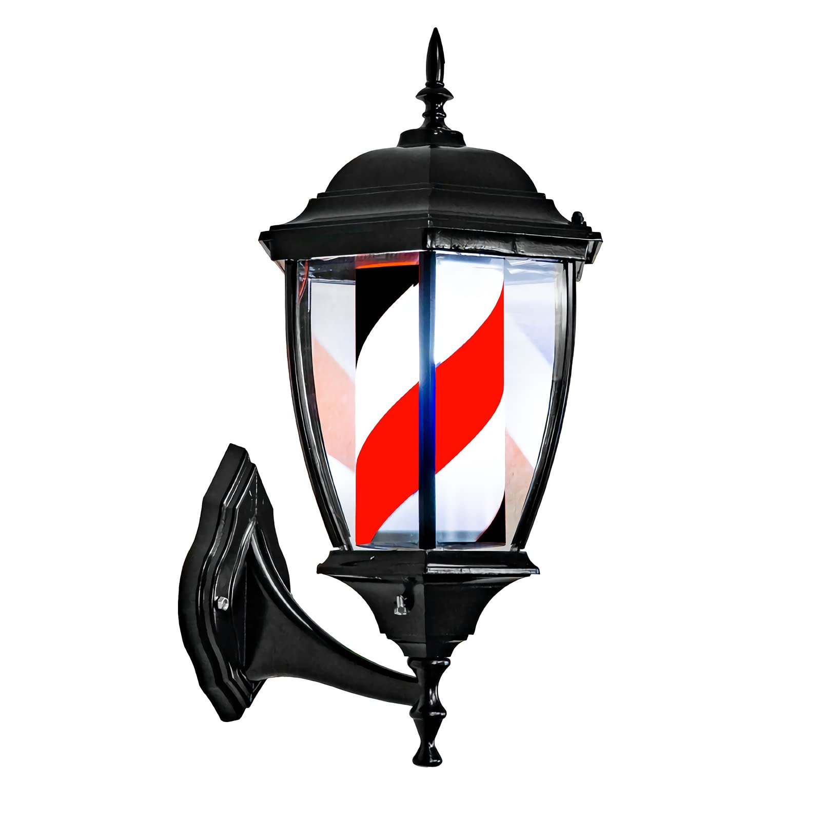 pombconw LED Barber Pole Indoor Outdoor Waterproof Rotating Hair Salon Barber Shop Open Sign Classic Style Red White Strips Wall-Mounted Save Energy (E)