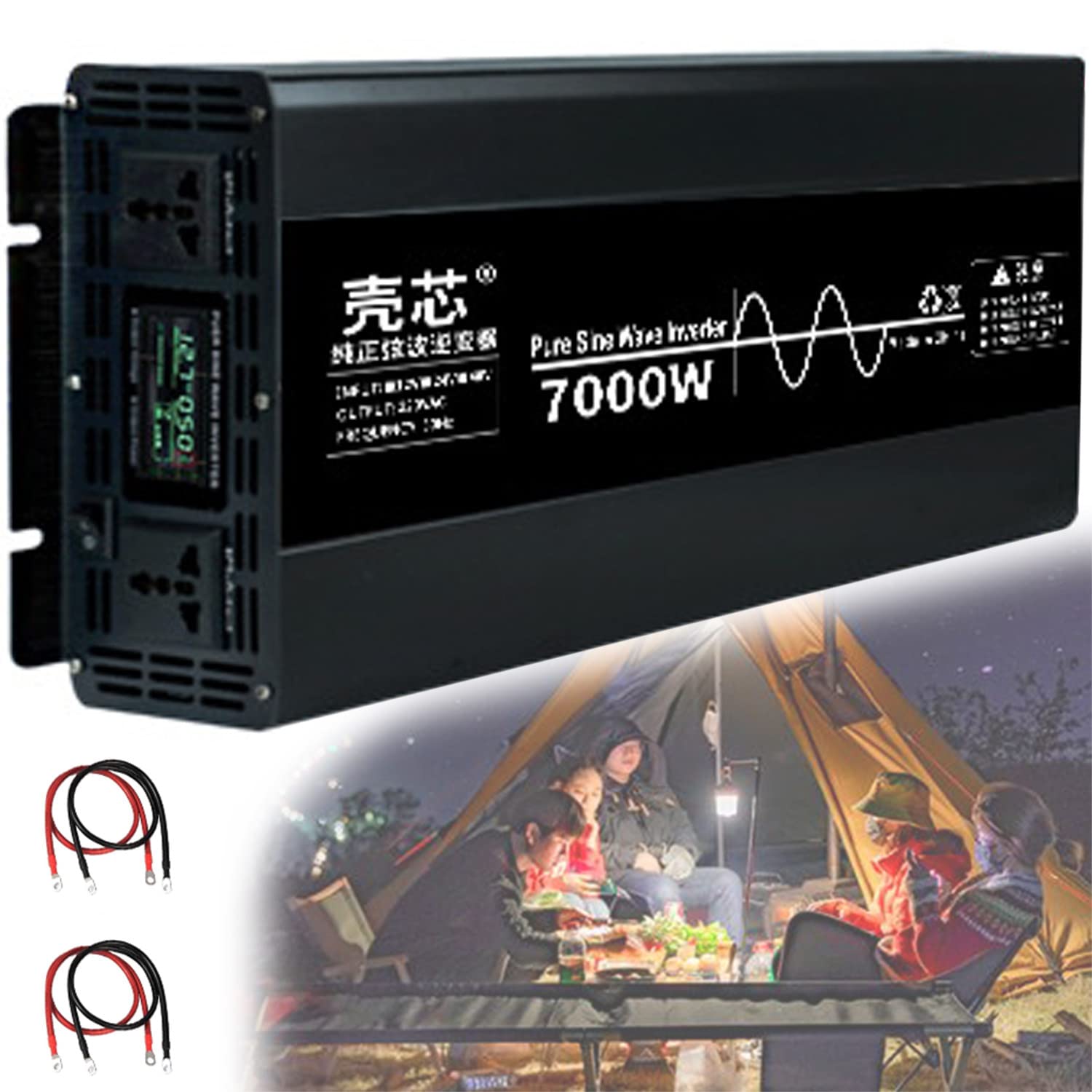 Przetwornica mocy czystej fali sinusoidalnej 7000W 12V 24V 48V DC na AC 110V 230V Przetwornica samochodowa z wyświetlaczem LCD Wyjścia AC,konwerter mocy do układu słonecznego,poza siecią,12V