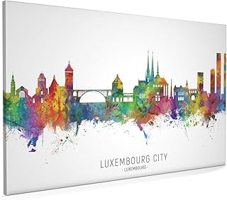 Luxembourg City Skyline Box Canvas Print with City Name -9850