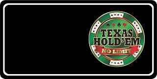 Texas Hold Em No Limit Black Offset Photo License Plate
