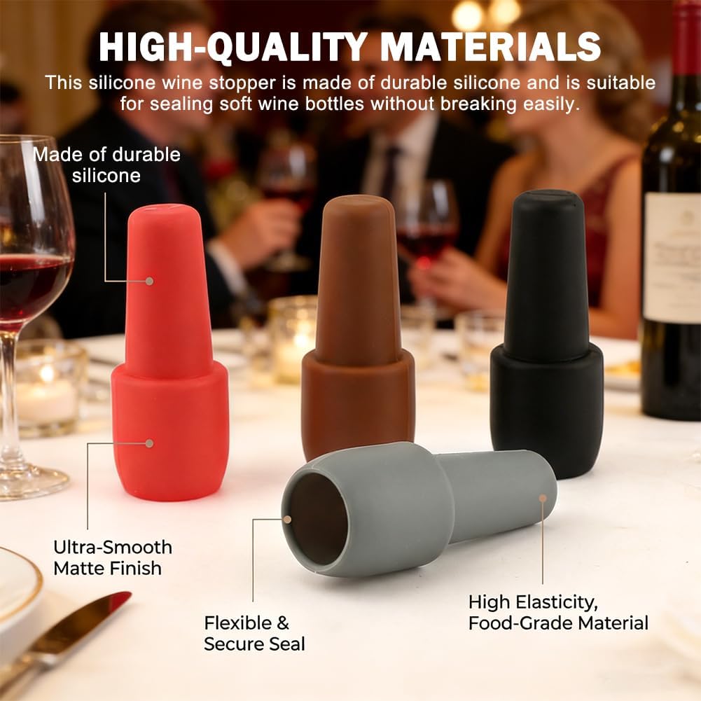 8 Pack Silicone Wine Stoppers, Reusable Bottle Stoppers with Double Seal