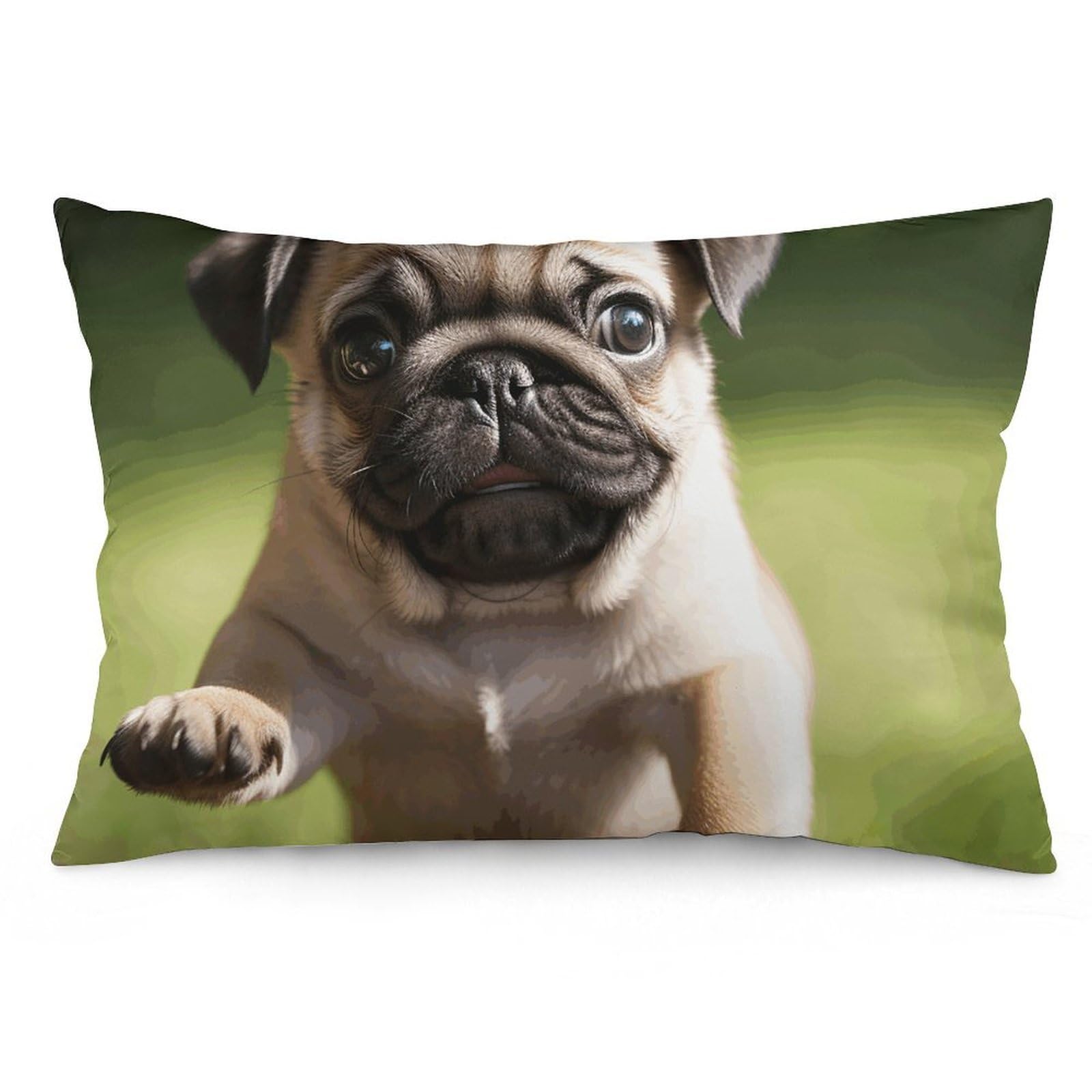 2 Pack Pillow Cases for Hair and Skin, Soft Breathable Pillow Case Covers with Hidden Zipper, Pug Puppies Pillowcase 12 "x20 Pillow Covers for Sleeping Gift