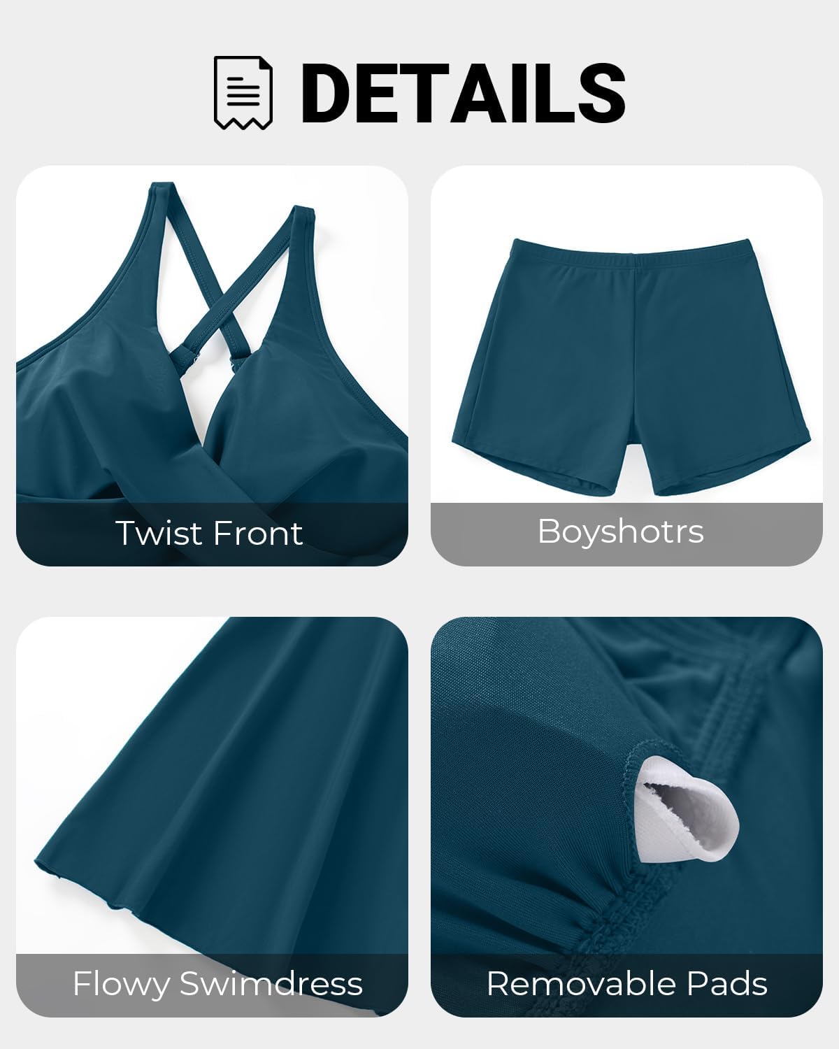 Aqua Eve Swim Dress Women Two Piece Swimsuits - Tummy Control Tankini Bathing Suit Twist Front Flowy Skirt and Boyshorts 2026