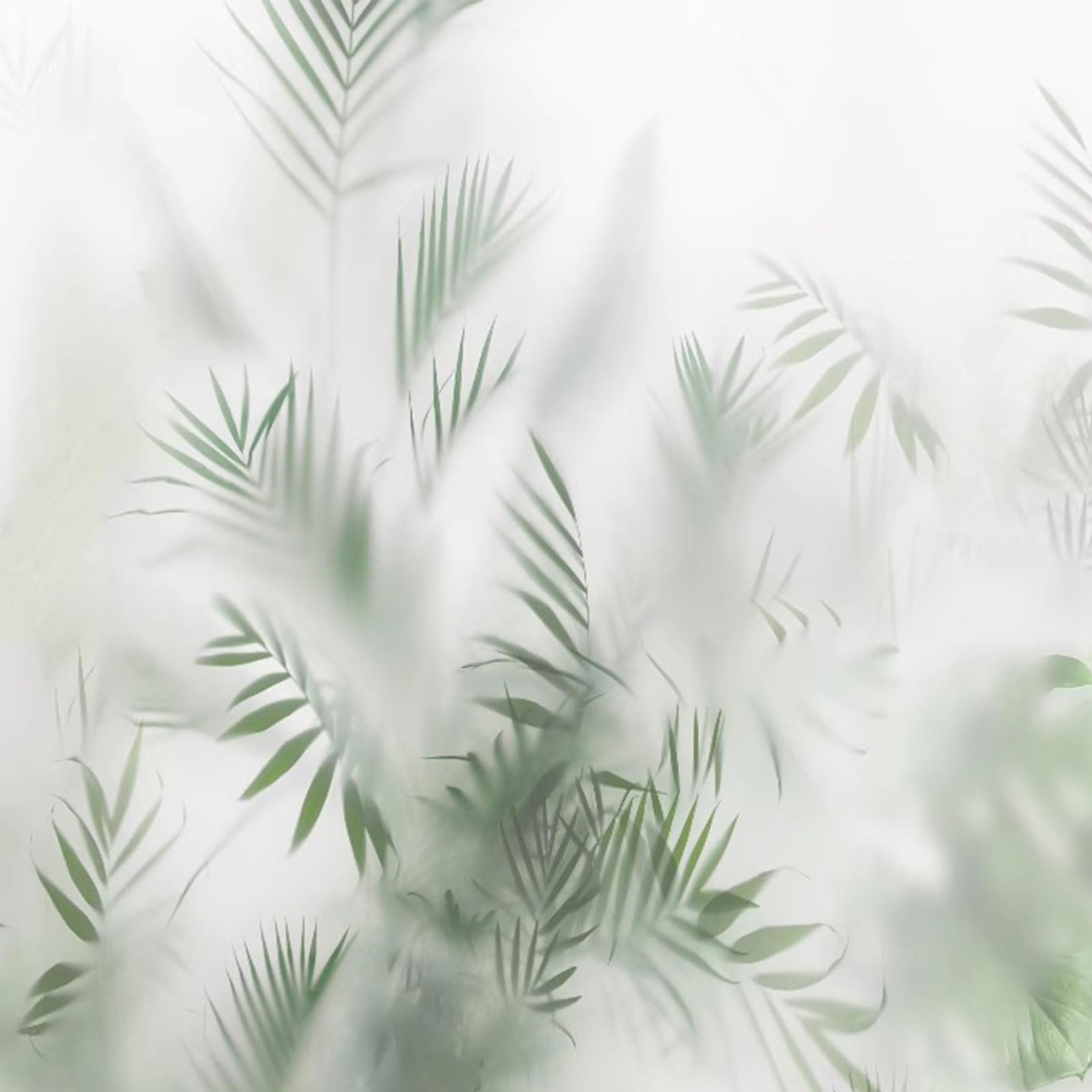 Eiauiuo Green Leaves Privacy Window Film – Frosted Glass Window Sticker, Static Cling, Non-Adhesive, Opaque Decorative Window Film For Home, Self-Adhesive, Window Film For Privacy(Version 1)