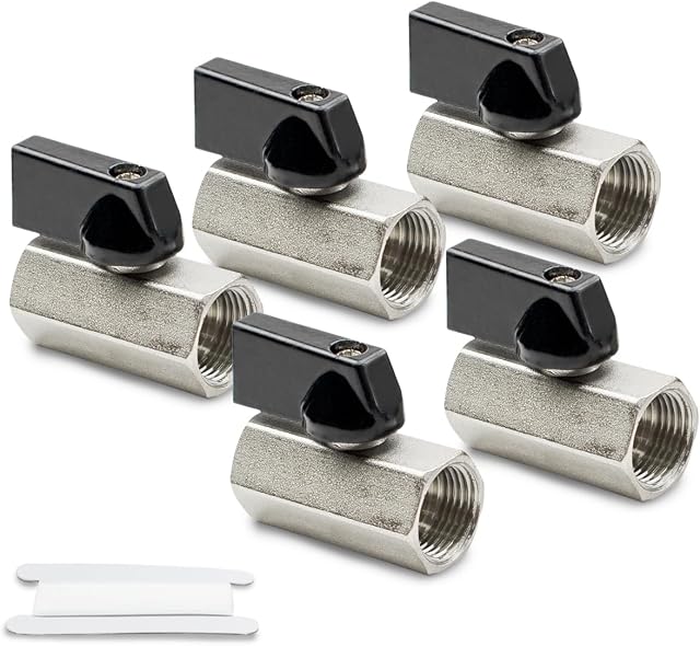 Bwintech 2 Pcs 1/2" BSP Female Nickel Plated Brass Mini Ball Valve Shut-Off Valve