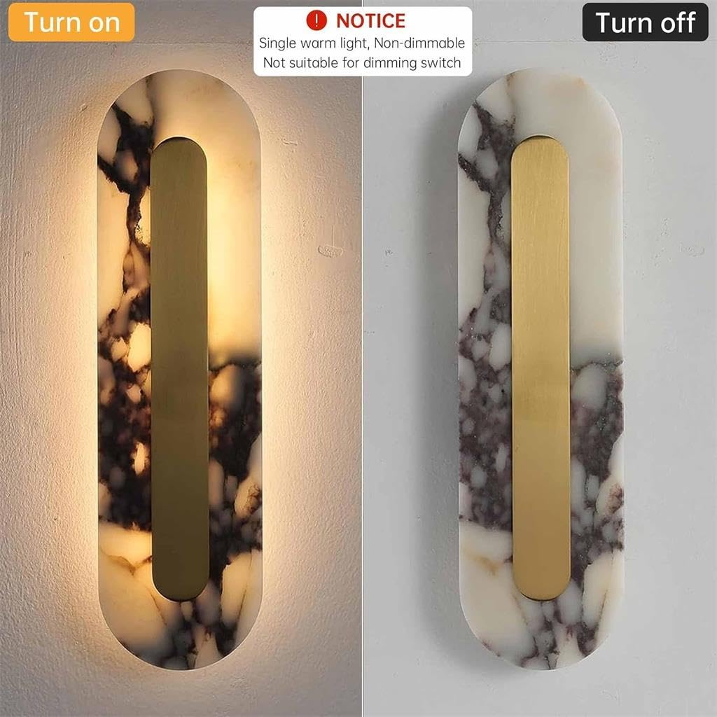 Wabi Sabi Lampada A Muro Ovale Marmo Moderno LED Luce Calda 40cm