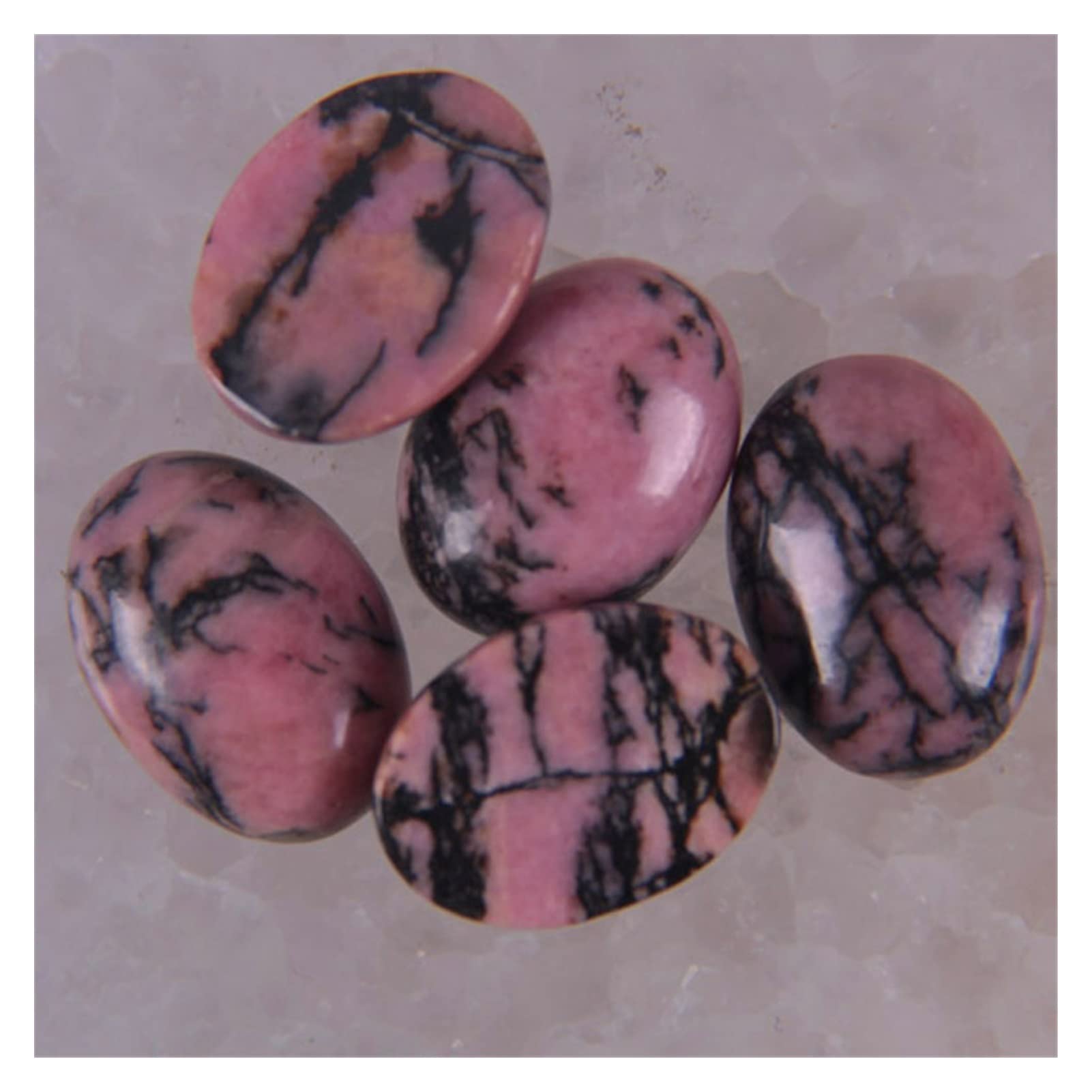 Cabochon Rhodonite 18x13mm en pierre naturelle ovale pour création de bijoux de lithothérapie