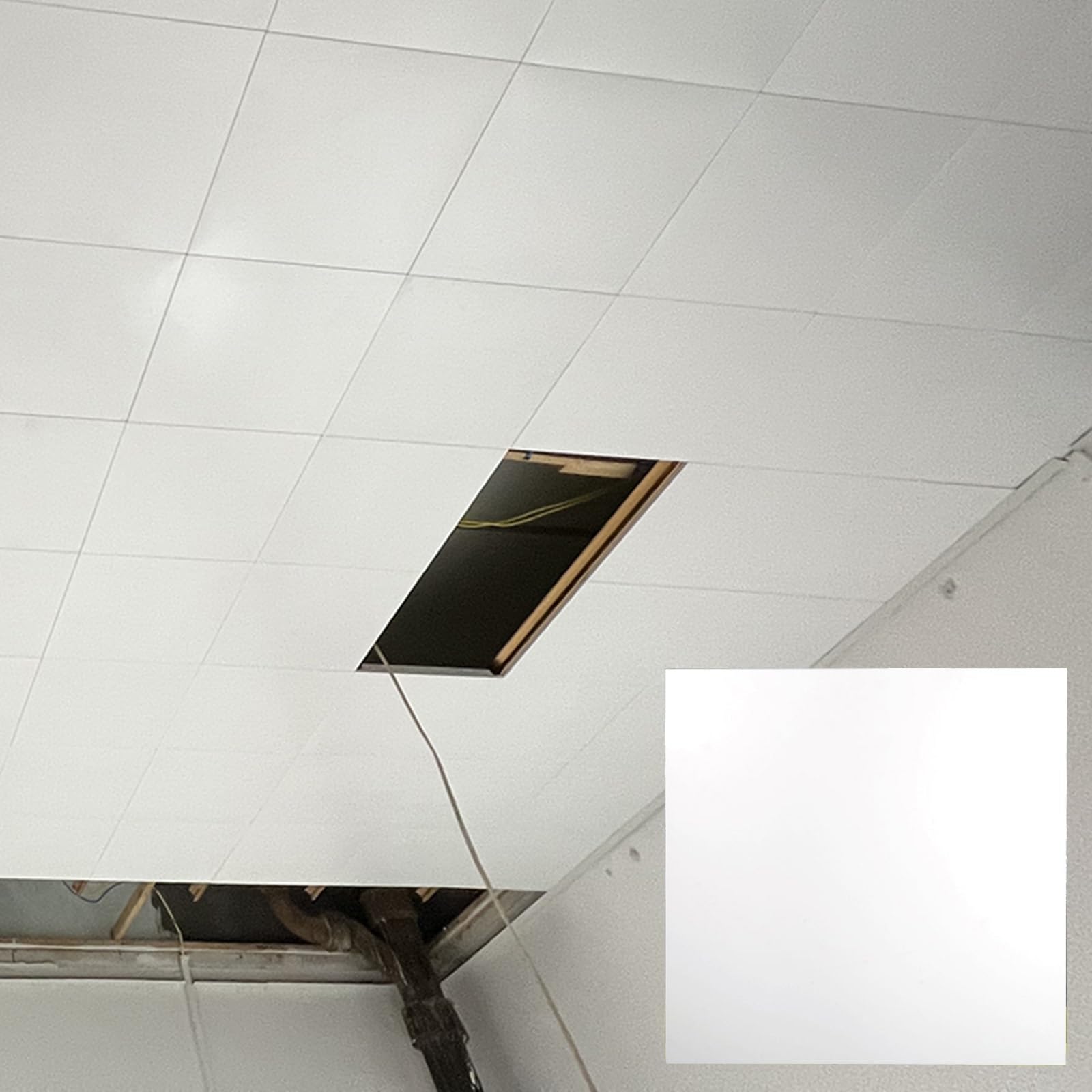 ZAQYCM Aluminium Ceiling Tiles 24x24 Inch, 10 Pack Drop Ceiling Panels for Bathroom/Basement/Garage/Restaurant Kitchen, Compatible with 23.6" Grids, White