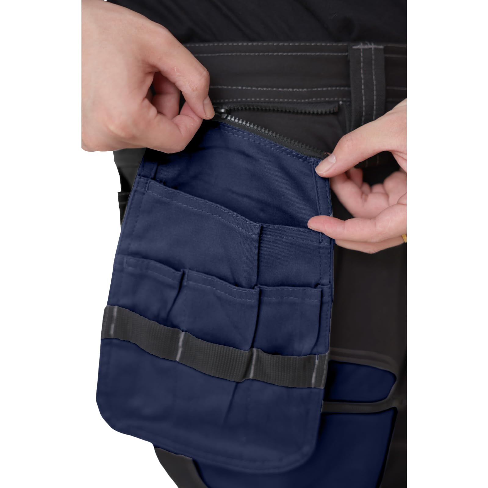 WORK IDEA Pantaloni da Lavoro da Uomo, con Tasche al Ginocchio Oxford, Pantaloni Elasticizzati in Cotone