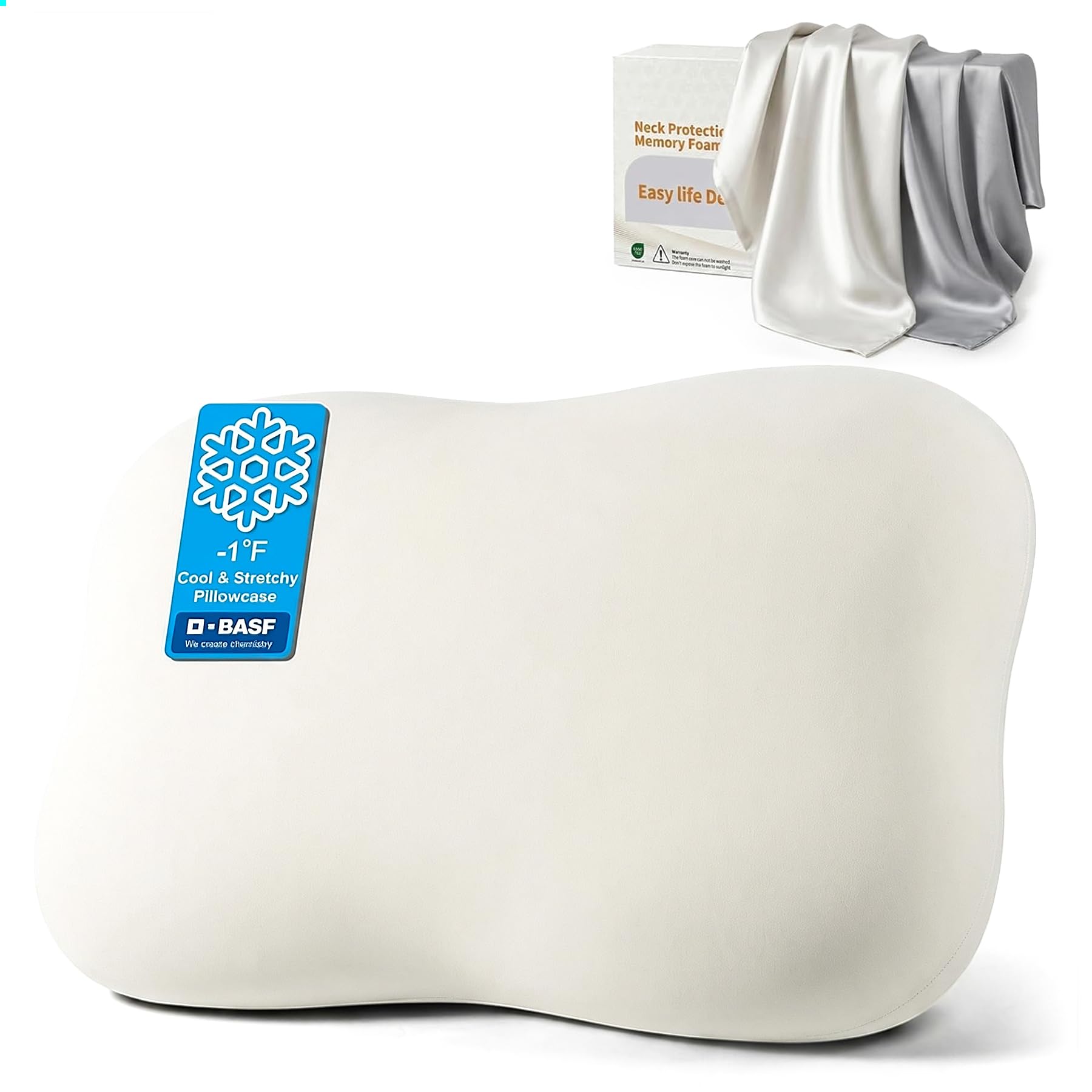 View 1 of doudou Cervical Pillow for Side Sleepers - Neck Pain Relief Pillow with 3-5 Second Slow Rebound Memory Foam, 360° Ergonomic Support & Cooling Odor-Resistant Pillowcase for Home, Bed, Dorm Use