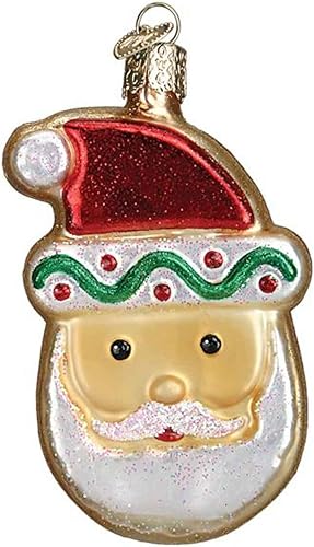 Old World Christmas Adorno soplado de cristal de galleta de azúcar de Papá Noel para árbol de Navidad