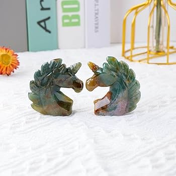 Amazon.co.jp: AtkitS 2 インチユニコーン像天然石彫刻