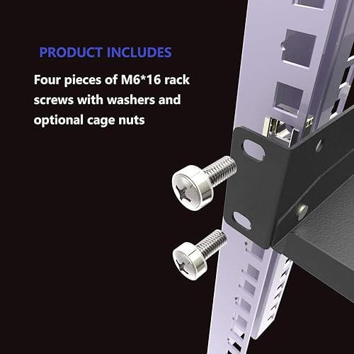 Miniatura 5 de JINGCHENGMEI Estante de rack ventilado de 1U, bandeja universal sin borde para gabinete de red de 19 pulgadas o rack de servidores (6 pulgadas de