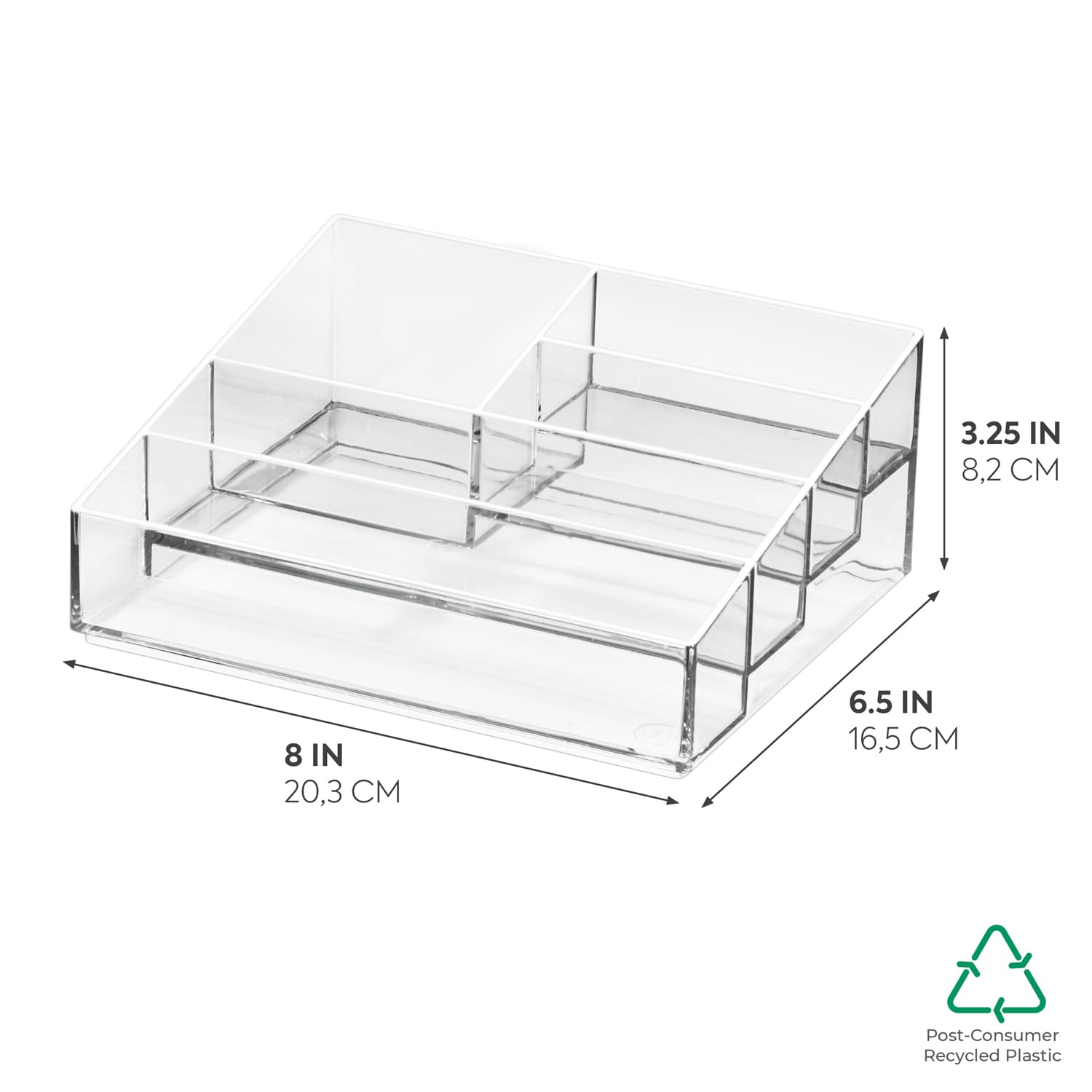 iDesign The Sarah Tanno Collection Plastic Cosmetics and Nail Polish Organizer, 5- Compartment, Clear
