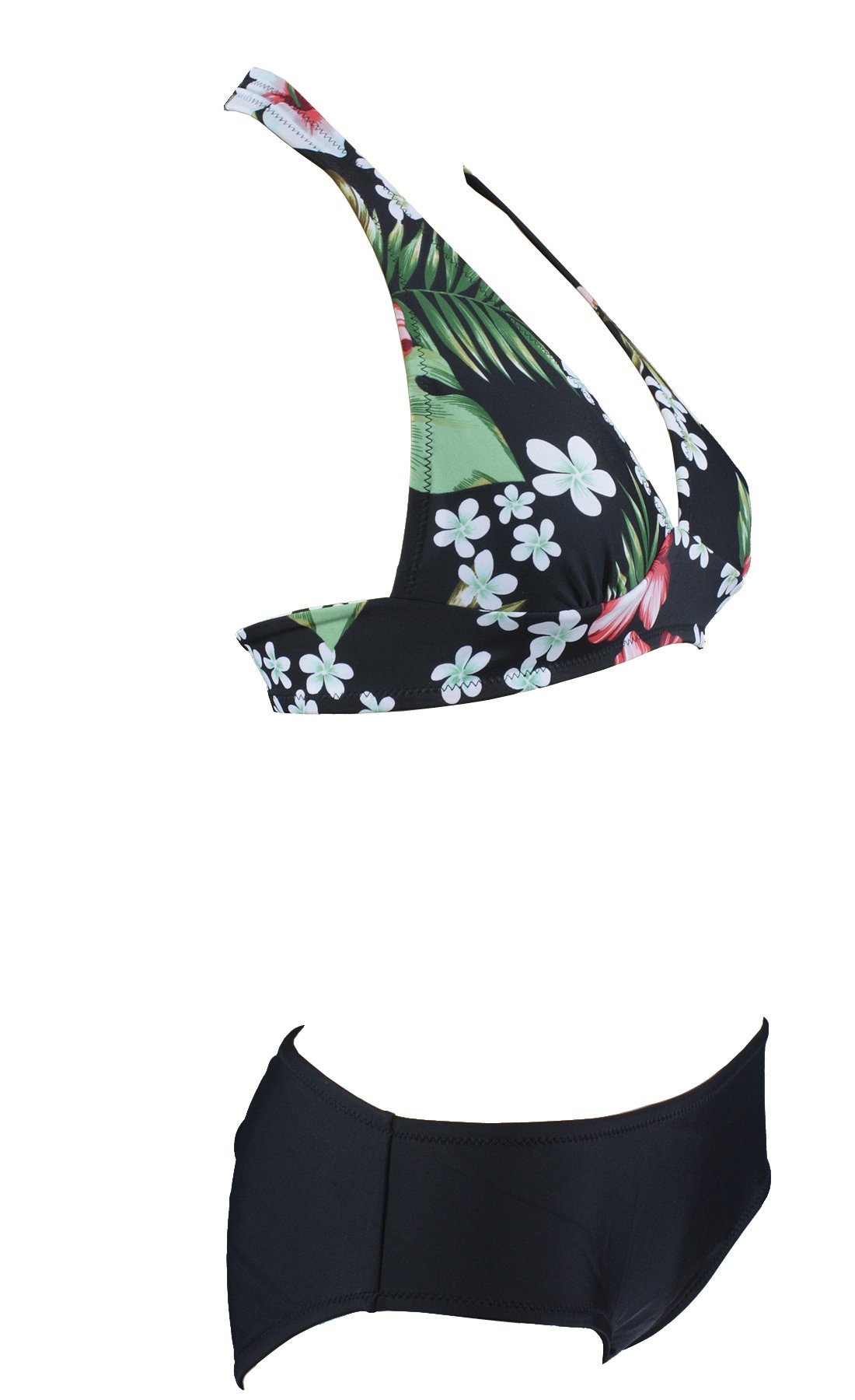Aloha-Beachwear Damen Neckholder Tiki Flower Orchidee Retro Bikini A7017 multicolore L