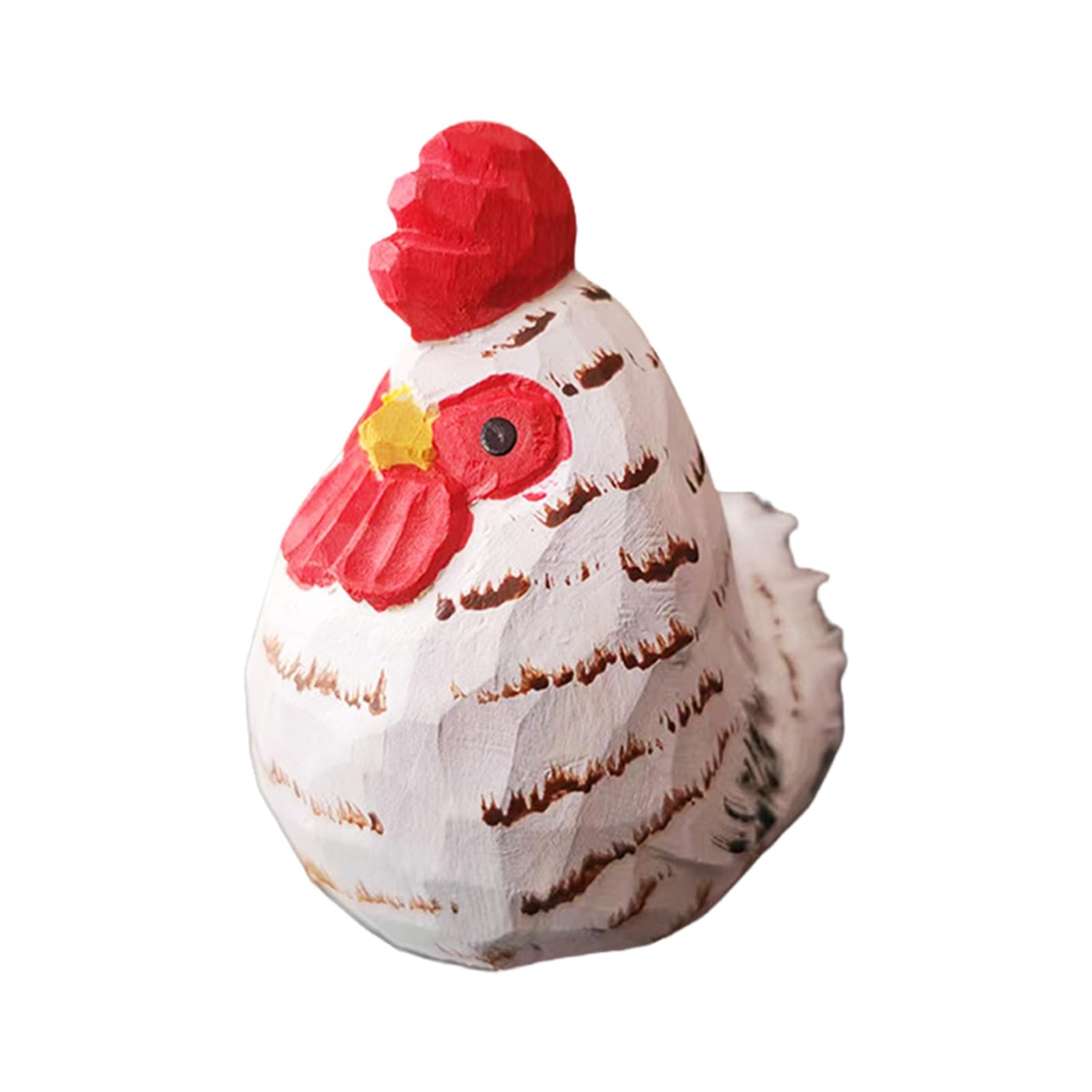 pidodou Hand-Carved Wooden Rooster Figurine, Rustic Farmhouse Chicken Animal Statue, Decor Ornament for Shelf Desk Kitchen & Gift Giving E Onesize