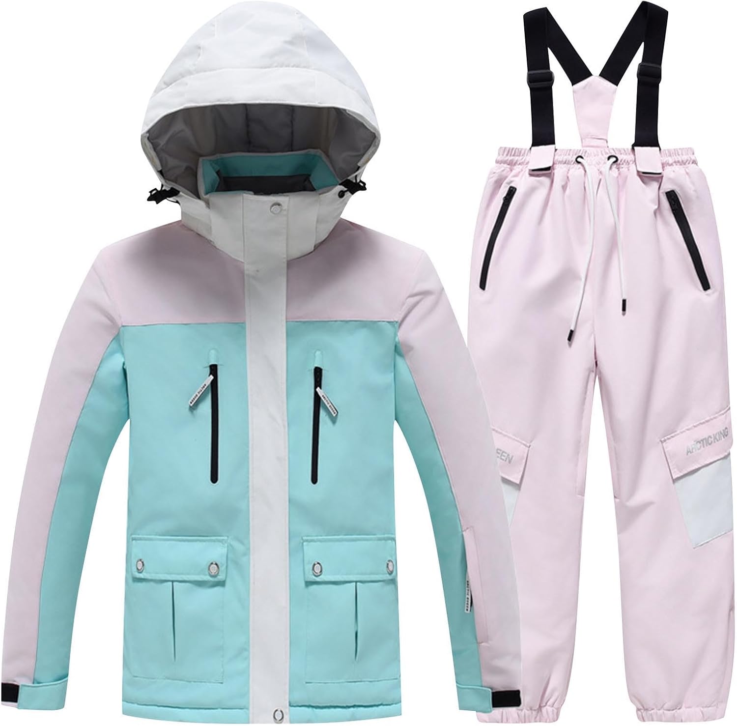 Snowsuit for Kids Boys Girls 2 Piece Set Winter Insulated Ski Jacket Snow Bibs Snow Suit Snowboard Jumpsuit Overalls