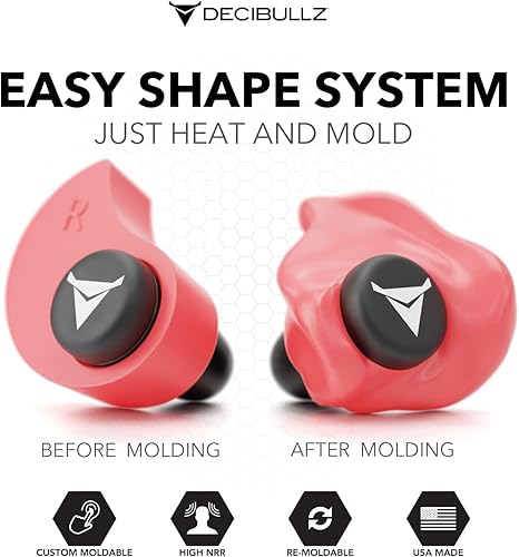 Miniatura 2 de Decibullz - Tapones para los oídos moldeados personalizados 31 dB más alto protección auditiva cómoda para disparos viajes natación trabajo y