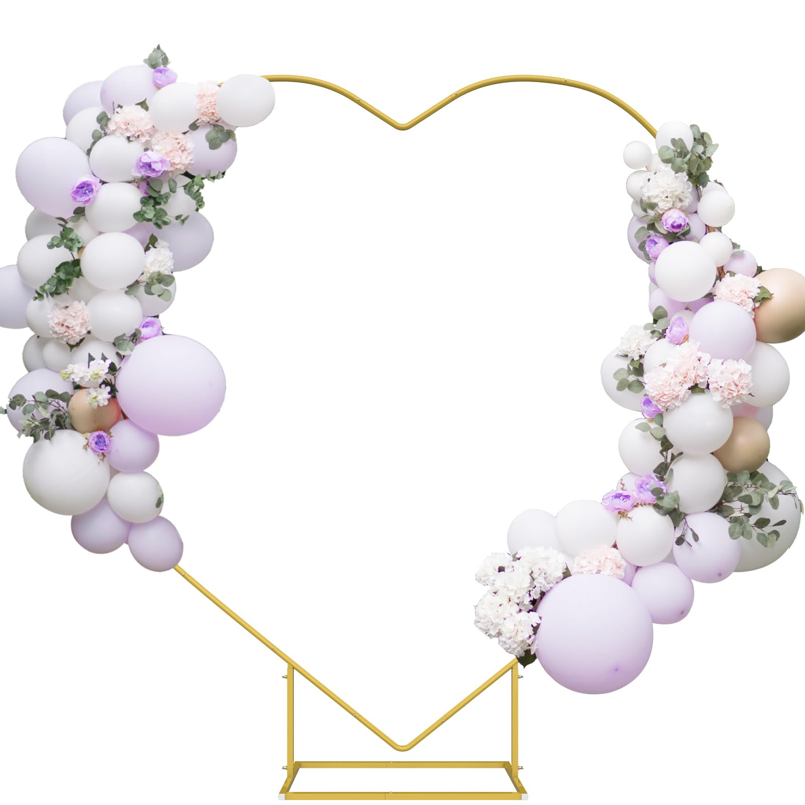 Heart Shape Balloon Arch, Balloon Arch Stand, 6.6ft Heart Arch Backdrop Stand, Metal Wedding Arch Stand for Ceremony, Valentine, Birthday Parties, Baby Shower Decoration(Gold)