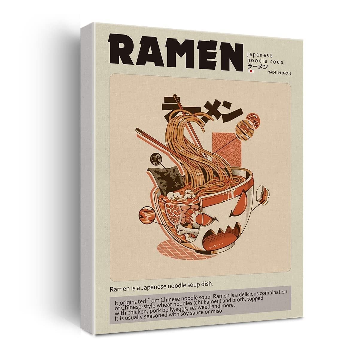 SSOPTMCB Noodle Character Art - Funny Ramen Slurp Poster, Vibrant Canvas Print for Kitchen & Dining Room Walls​(Unframed,08x12inch(20x30cm))