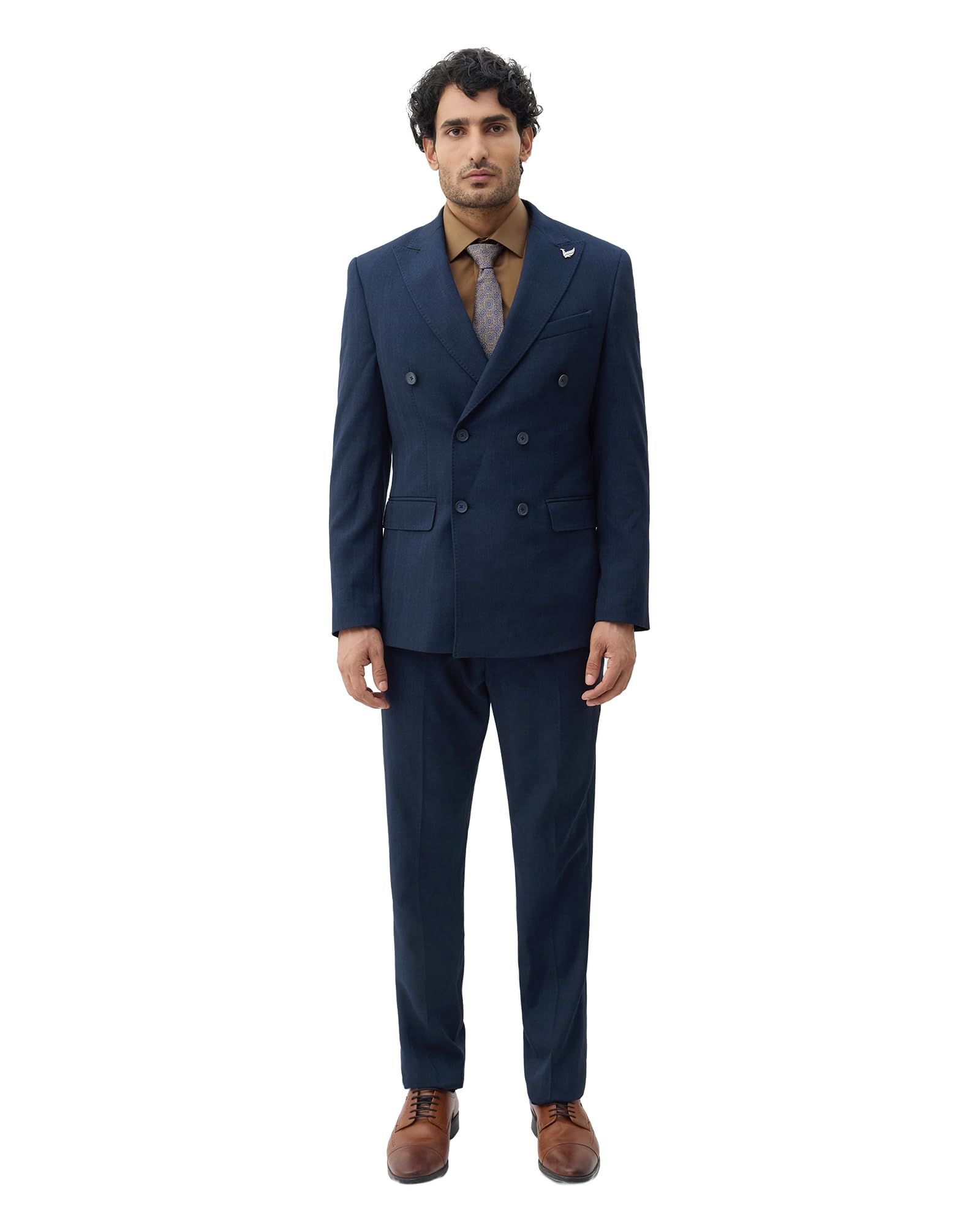 blackberrys Men Dobby Textured Slim Fit Suit | Viscose Rayon Blend | 6 Button Double Breasted Front-picture-13