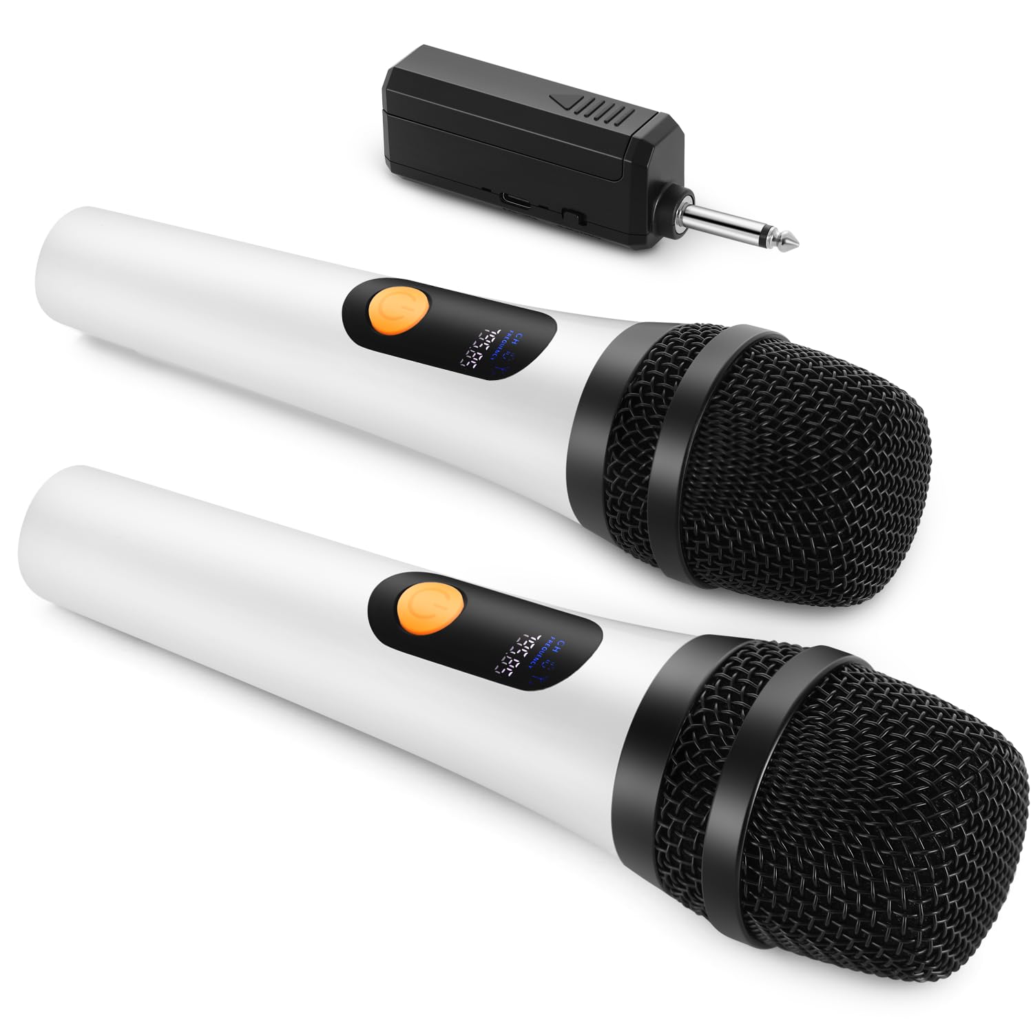 ALPOWL Microfono Wireless, doppio microfono dinamico Bluetooth digitale con ricevitore ricaricabile, portata 60M, microfono per canto, karaoke, riunioni, chiesa, matrimonio