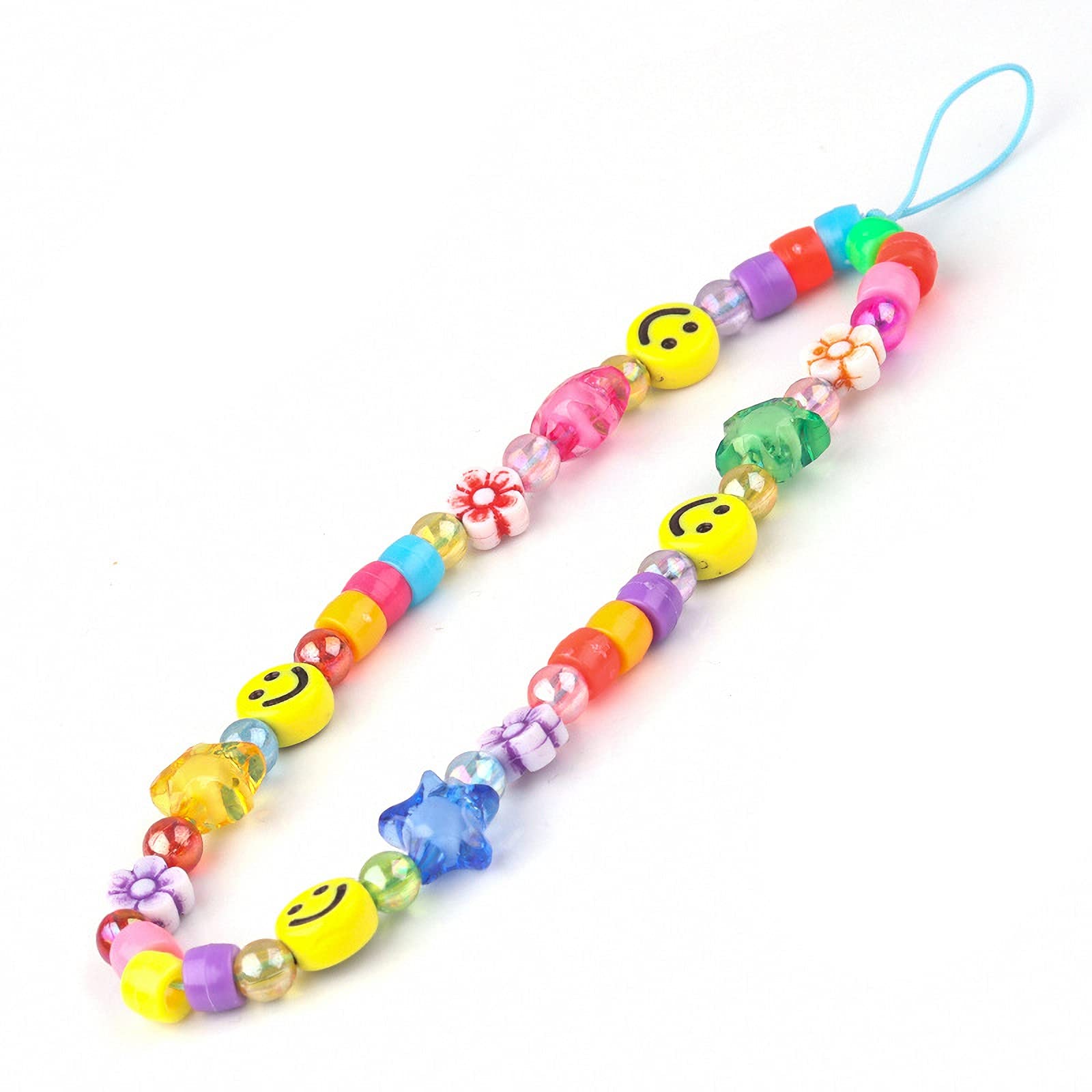 Smiley Face Beaded Phone Charm Strap Y2K Phone Charms Indie Phone Chain Y2K Accessory for Women Girls