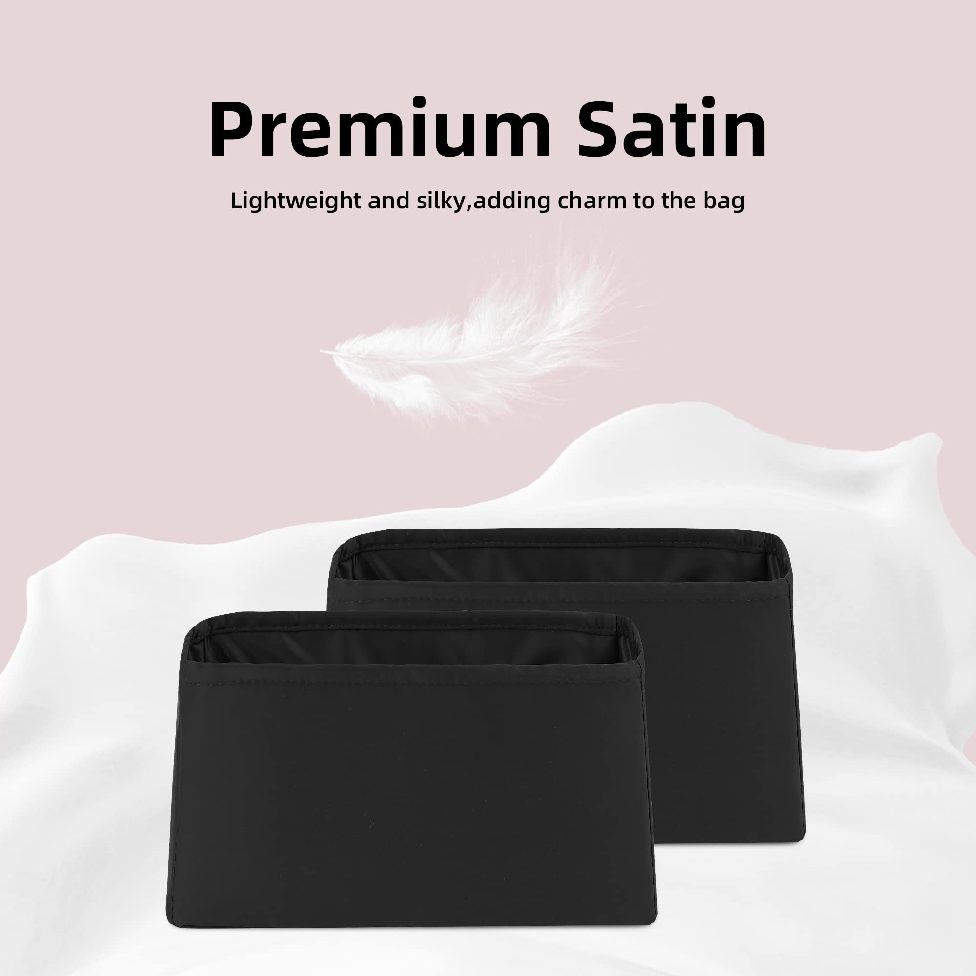 DGAZ Organizador Bolsos de Seda, 2 Piezas Organizador Bolsa Interior Ligera para Neonoe BB con Compartimento, inserto de bolsa para bolso (Noir, Neonoe BB)