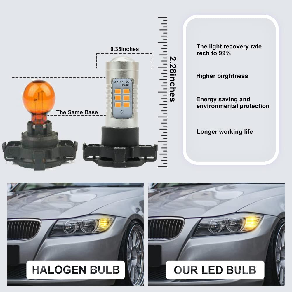 Indicatore faro anteriore a LED Lampadine PY24W Per Alfa Ro.meo Giulietta 940 Giulia 952 Stelvio 949 4C PY24W Led Ambra Indicatore di direzione Frecce Laterali