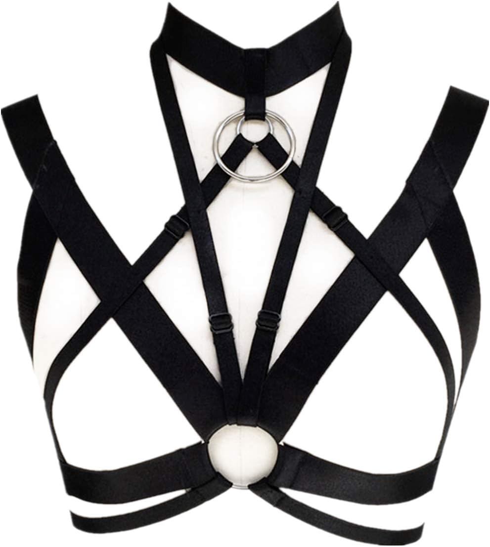 Women's Novelty Body Harness Elastic Strappy Bralette Cage Bra Gothic Crop Top Lingerie