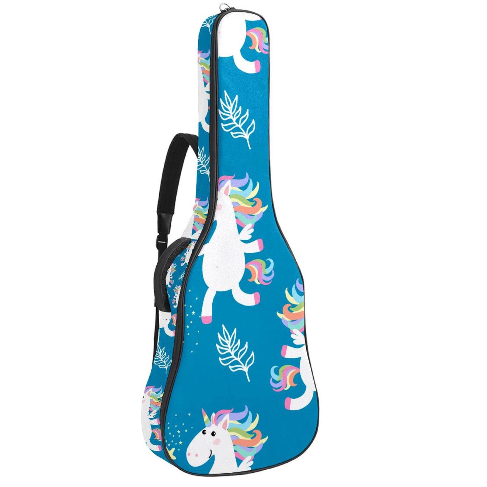 Akustikgitarrentasche Wasserdichter Gitarrenrucksack Dicke Weich Gepolstert Grün Pfau Schwanz Muster Konzertgitarre Tasche, Farbe1, 42.9x16.9x4.7 in, Taschen-Organizer