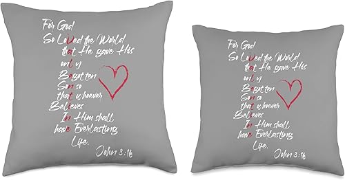 Miniatura 3 de Christian Valentines Day Apparel and Designs John 3 - Almohada de San Valentín para el Día Cristiano, 18 x 18 pulgadas, multicolor