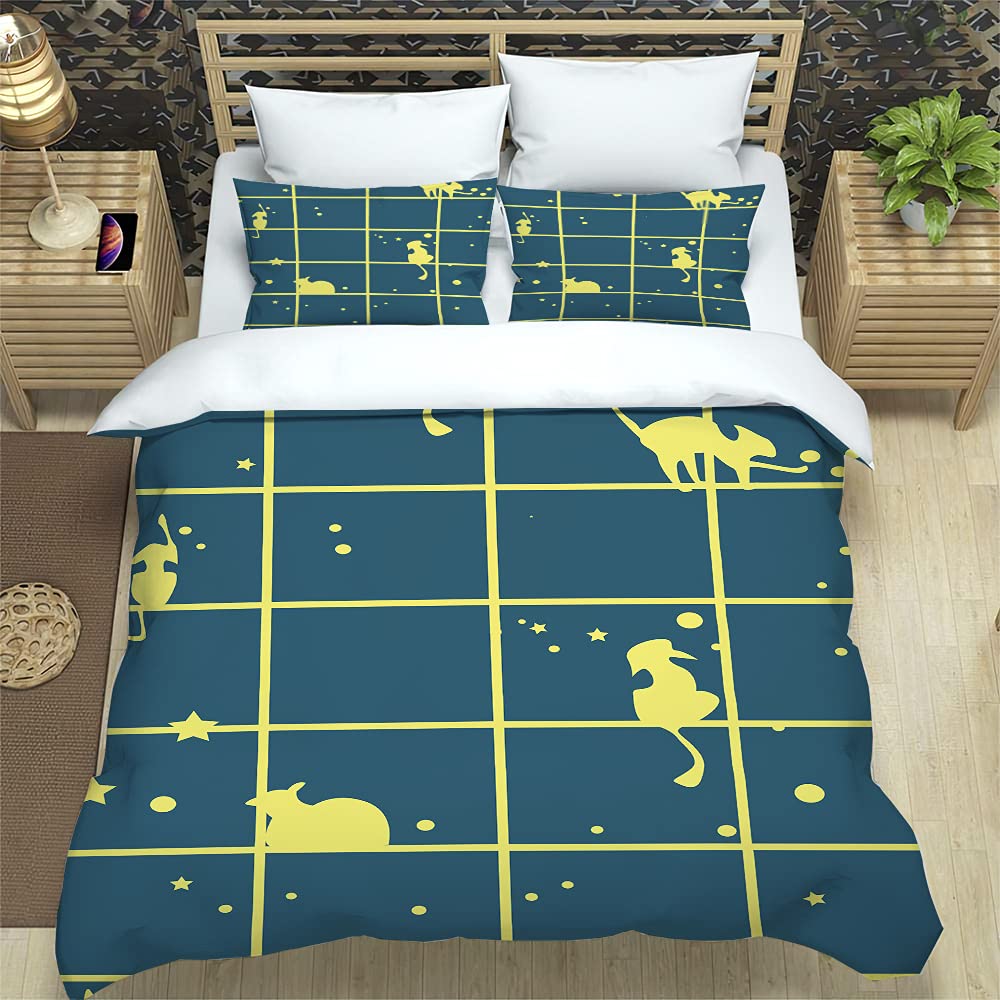 Housse de couette 240 x 260 rayures vertes avec deux taies d'oreiller microfibre