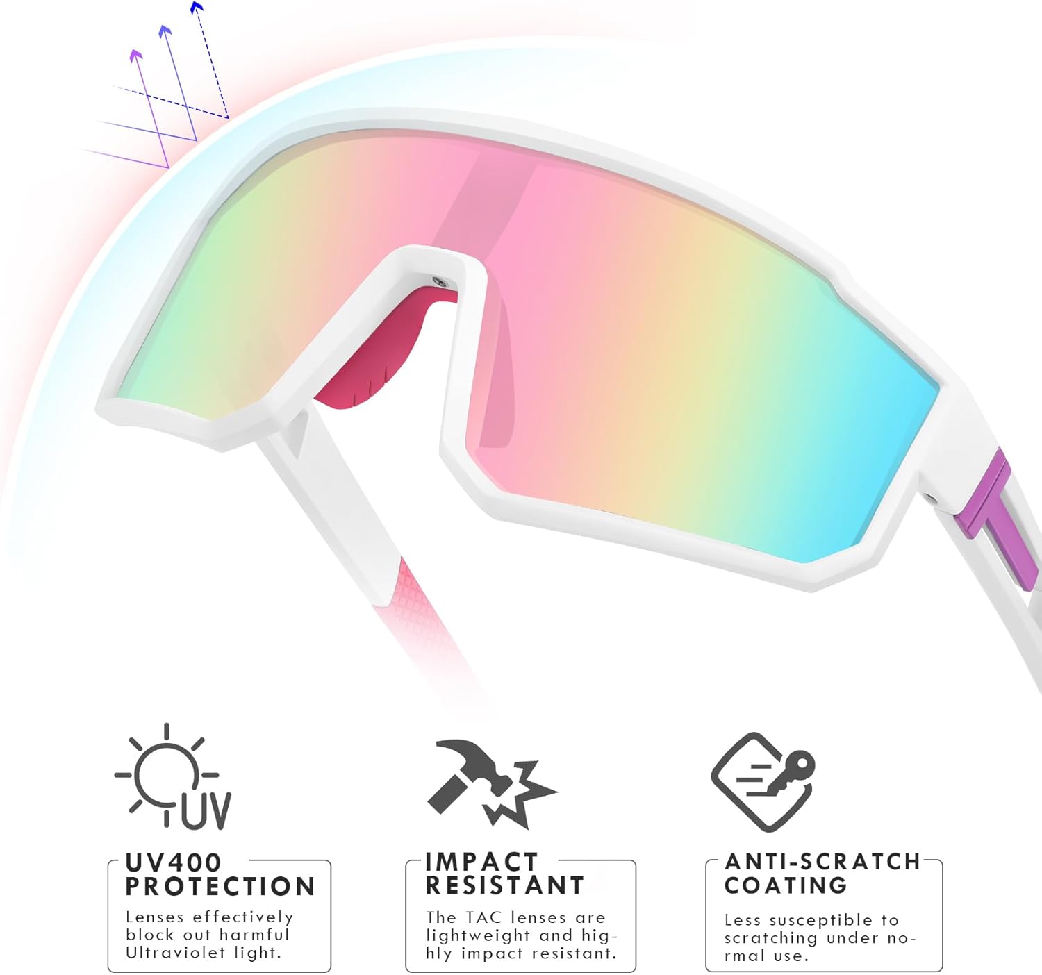 Youth Baseball Sunglasses, Kids Polarized Sports Sunglasses,UV400 Protection Glasses for Boys Girls Softball Cycling - Image 4