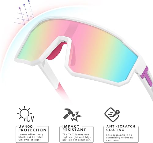 Miniatura 3 de MVPTGRS Gafas de sol de béisbol juveniles para niños y niñas de 8 a 14 años TR90 con marco para niños, gafas de sol deportivas para sóftbol,