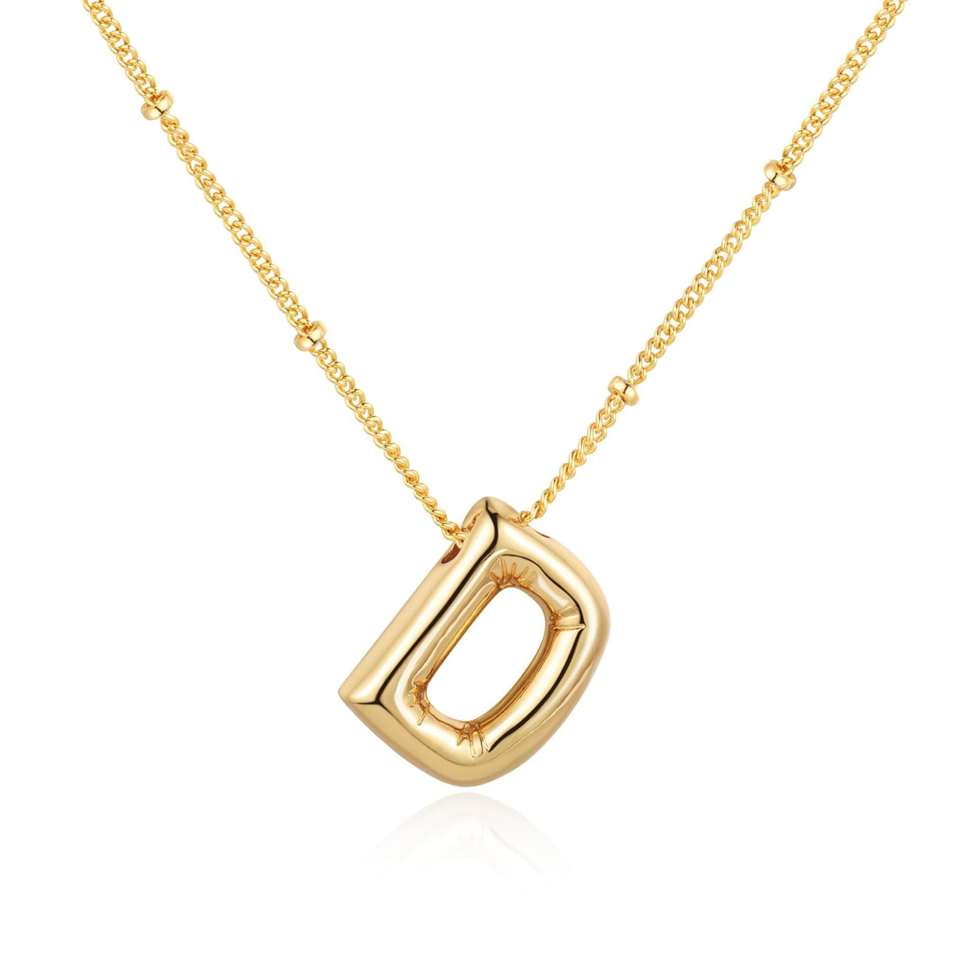 Bubble Letter Necklace Dainty Balloon Initial Necklaces Gold Plated Alphabet Pendant Necklace Name Personalized Jewelry Gift For Women Girls