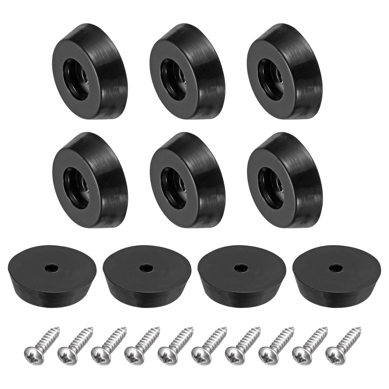 uxcell 18Pcs Rubber Bumper Feet, 0.2" H x 0.71" W Round Pads with Stainless Steel Washer and Screws for Furniture Appliances