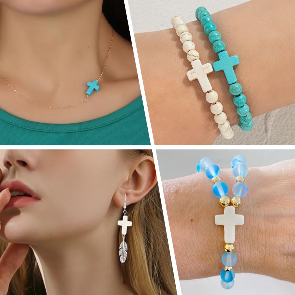 SUNNYCLUE 1 Boîte De 160 Perles Croisées Blanches De 8 Mm, Perles D